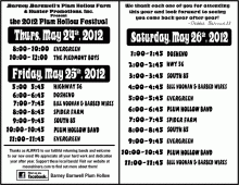 Plum Hollow Fesetival Band Schedule - 2012